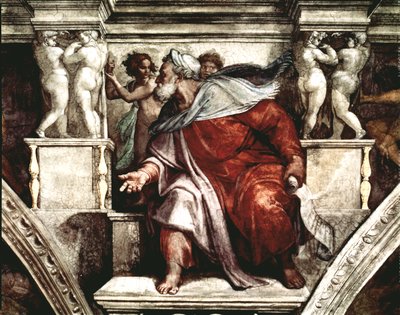 Sixtijnse Kapel Plafond: De profeet Ezechiël, 1510 door Michelangelo Buonarroti